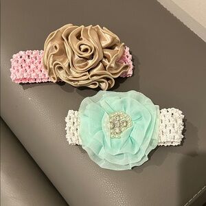NWOT Set of 2 Elegant Kids Headband Set - Pink and Mint